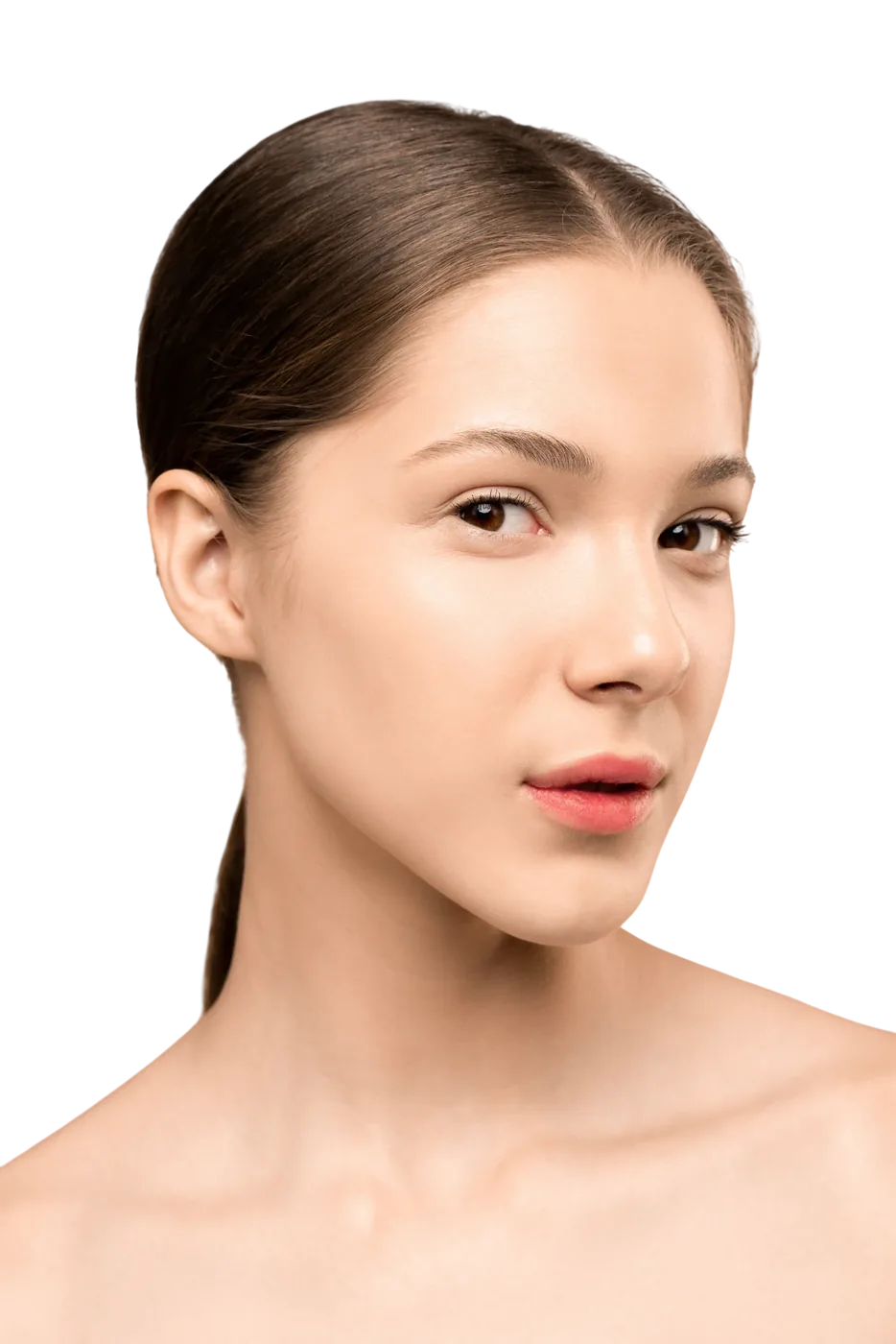 Rostro de una clienta con una malla de puntos superpuesta que representa el análisis por inteligencia artificial.